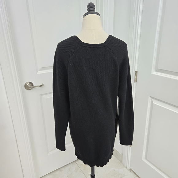 Athleta Hanover Sweater Black V Neck Merino Wool Blend Size Large - Picture 4 of 9